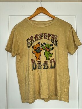 Grateful Dead Yellow Tee with Dancing Bears Lucky Brand Collab Sz Small